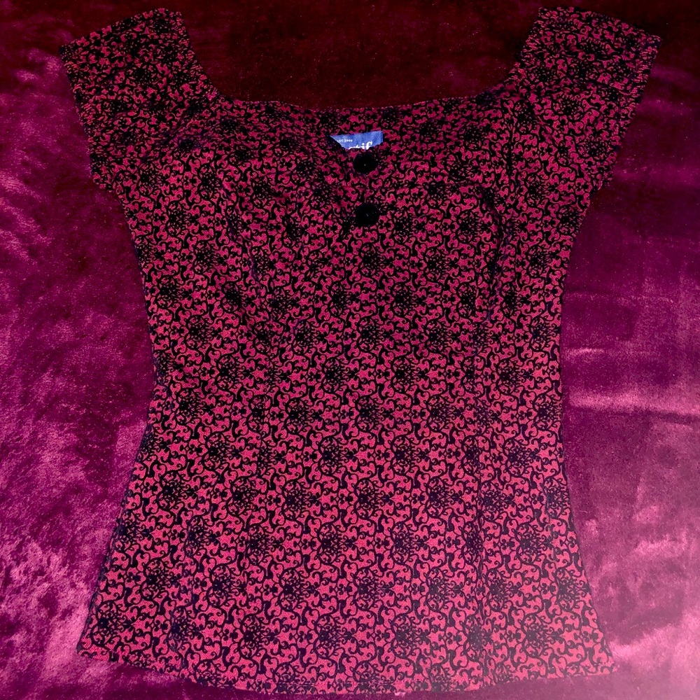 Maroon and black velvet top